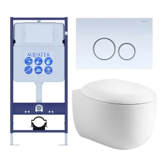 Комплект SET AQUATEK АЛЬТАИР cm-015 4в1 унитаз с инсталляцией кнопкой и сиденьем микролифт